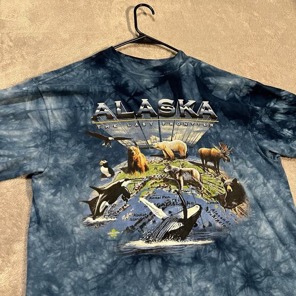 Vintage Alaska The Last Frontier Shirt Mens XL Blue Wildlife Made in Canada - Picture 2 of 5